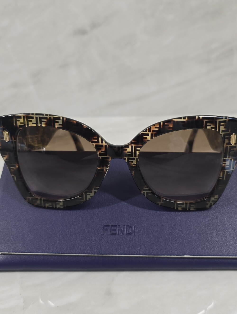 Fendi Women’s Brown Tortoiseshell FF Logo Sunglasses